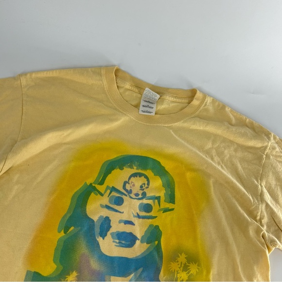 Vintage Devo Shirt Mens Large Yellow Y2K Booji Boy Short Sleeve Band Tee 2000s - Picture 2 of 8